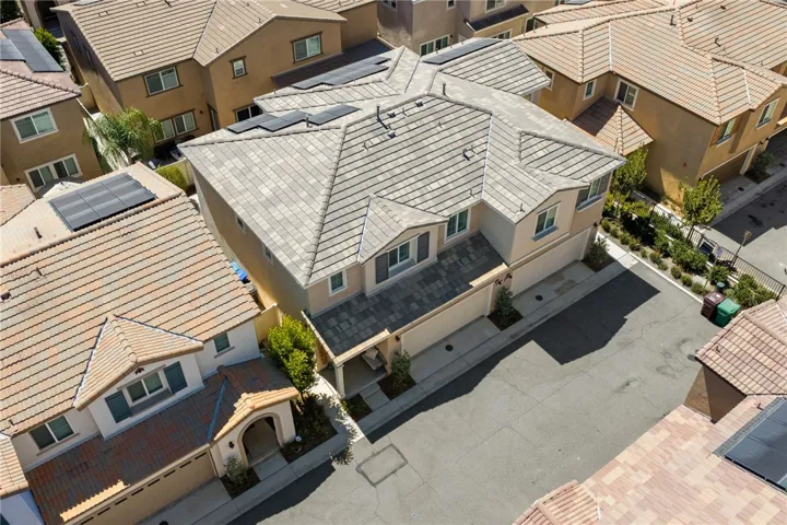 Aerial view of subject property and neighboring properties.