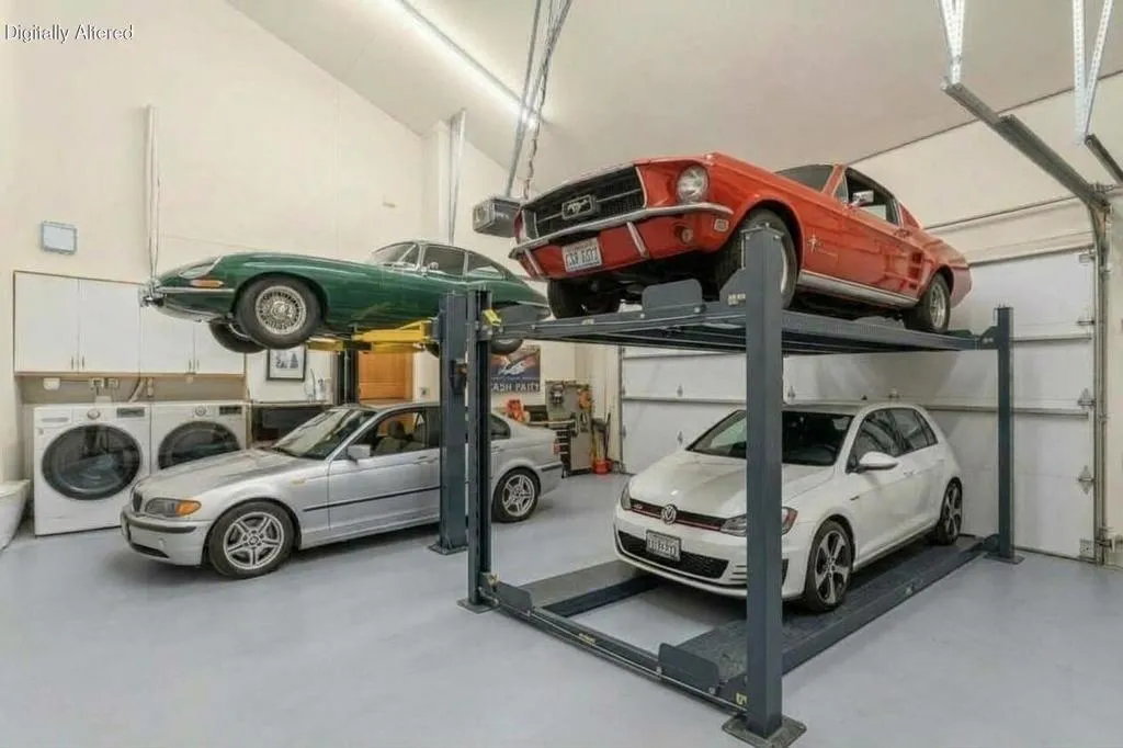 Render of double car lift Render of double car lift
