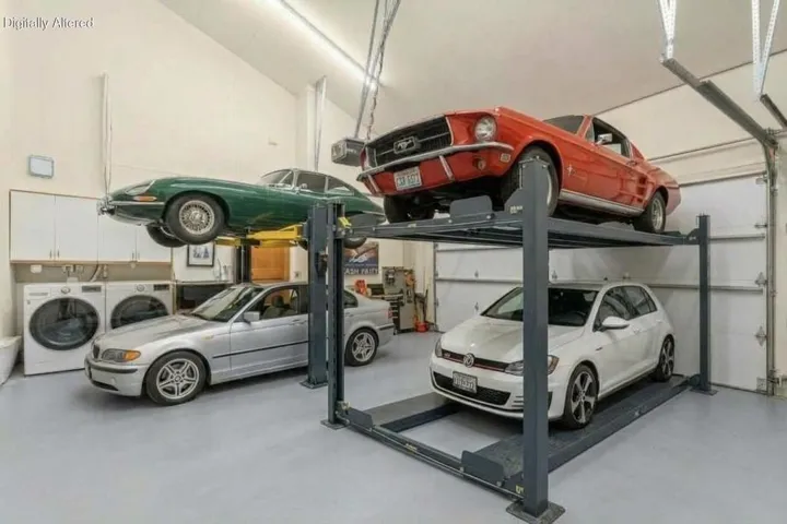 Render of double car lift