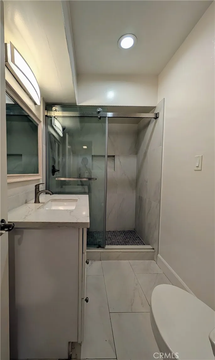 Newer Hallway Bathroom with large step in shower Newer Hallway Bathroom with large step in shower