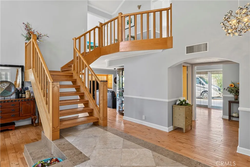 Staircase up to with landing. Staircase up to with landing.