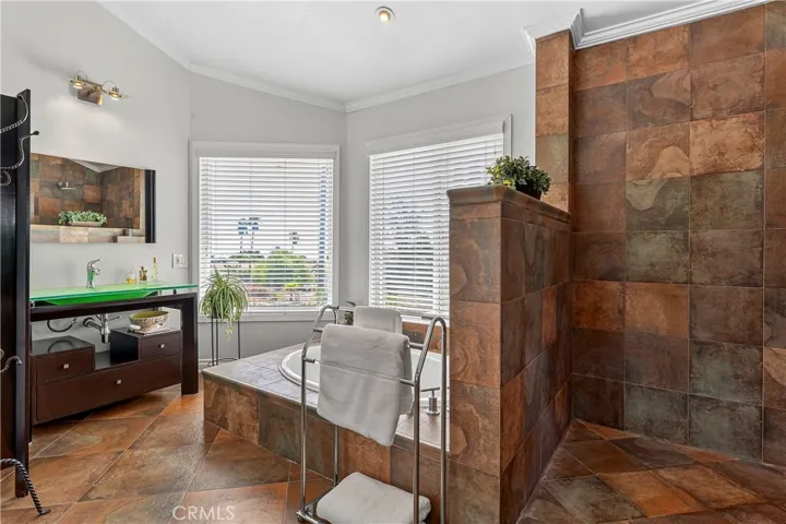 Master Bathroom- Low Entry shower and Tub with City Lights Views
