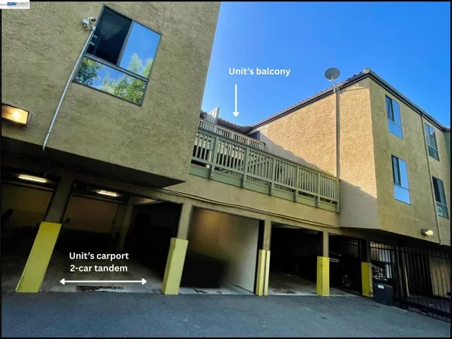 The unit's carport and balcony are on the same side