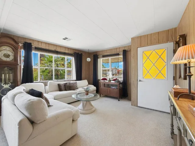 Inviting living room with entrance