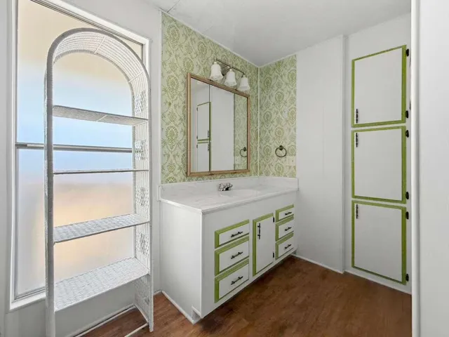 Guest bathroom vanity and storage