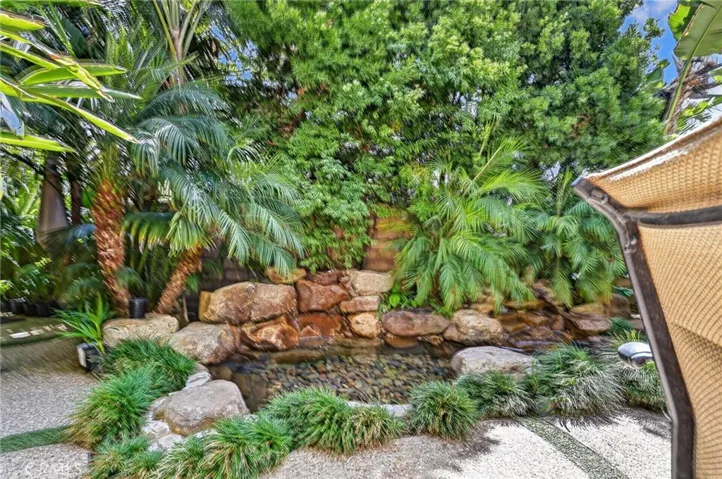 Soothing pond with waterfalls