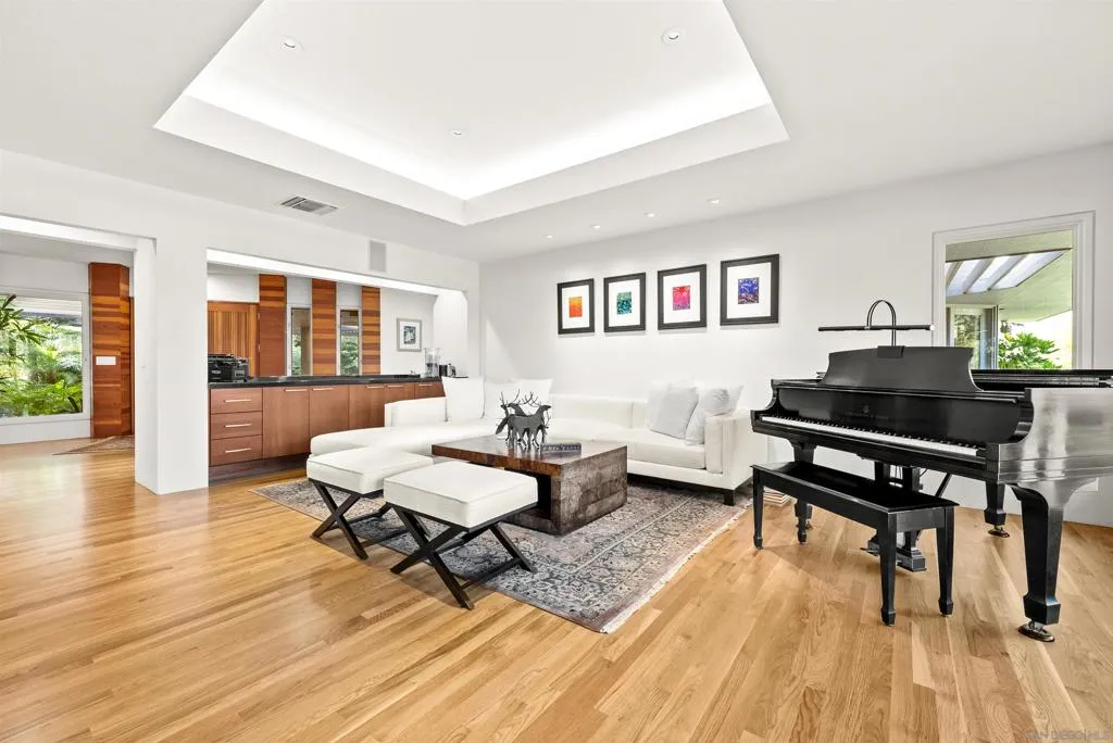 Living room area with a Steinway & Sons piano