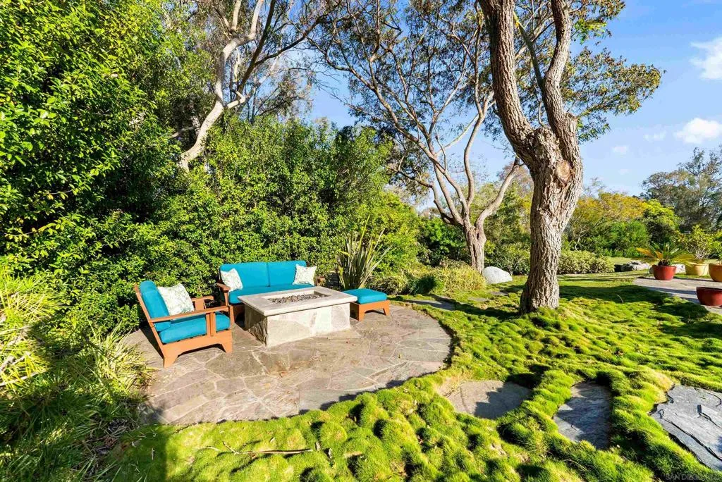 Firepit in backyard by the pool area
