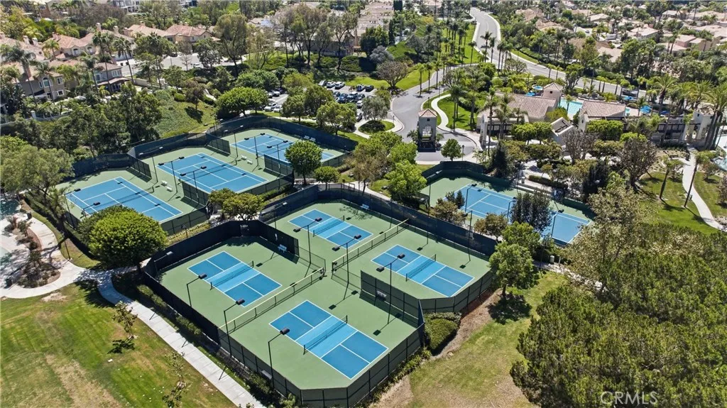 Expansive Marina Hills recreation area featuring sports fields, basketball courts and walking paths.