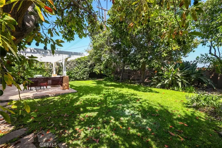 Private back year with mature landscaping
