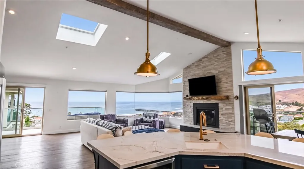 Kitchen island and living room Kitchen island and living room