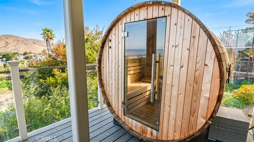 Sauna on lower-level deck outside of master bedroom and bedroom 2 Sauna on lower-level deck outside of master bedroom and bedroom 2