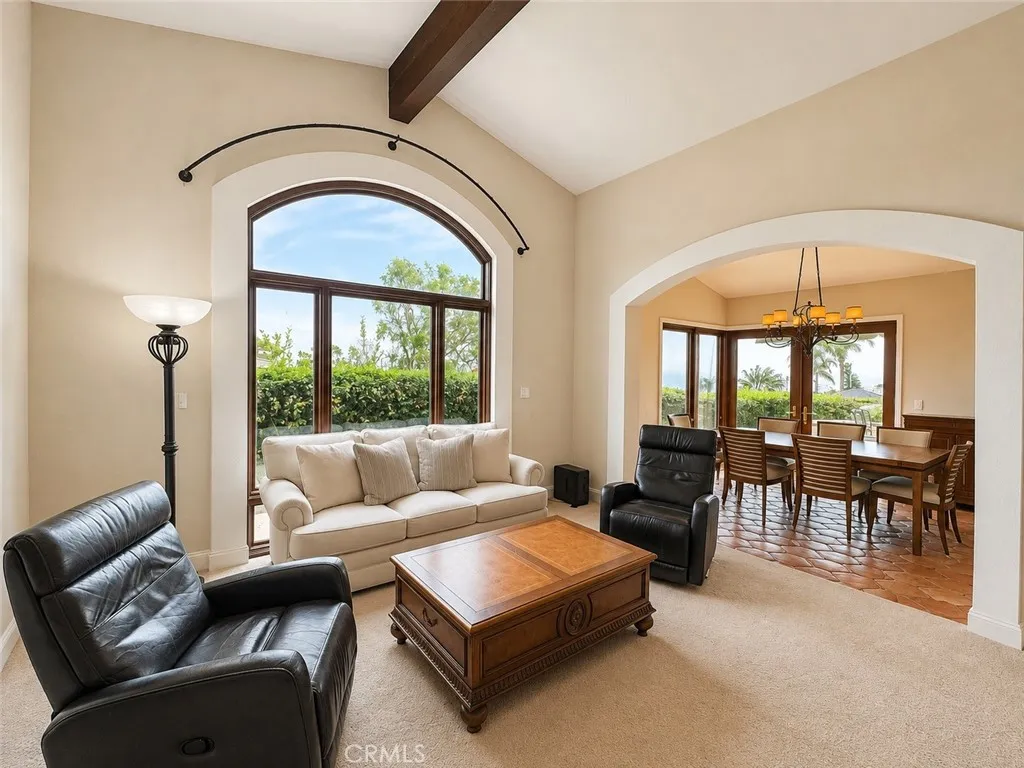 Formal dining room with an ocean view