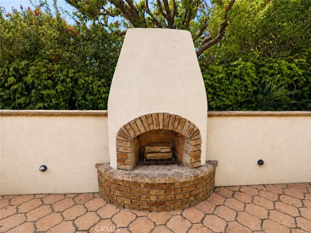 The outdoor fireplace