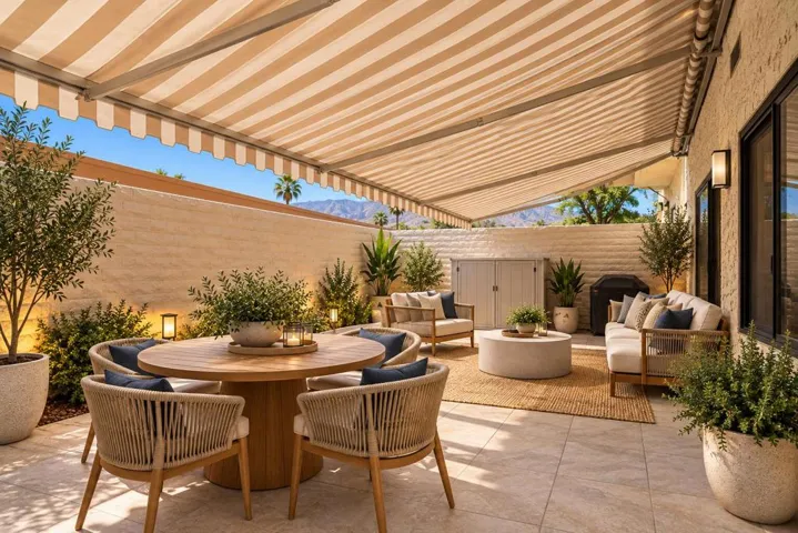 Back patio with awning