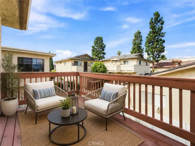 Balcony off of living room digitally staged