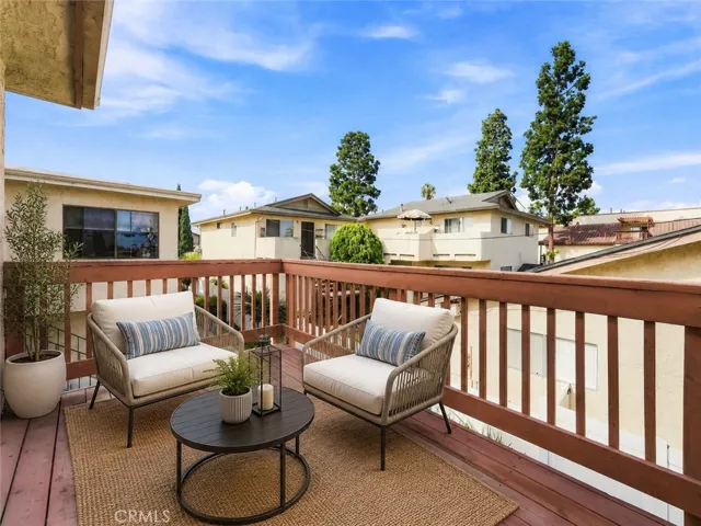 Balcony off of living room digitally staged