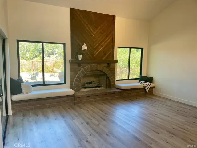 Living room with cozy fireplace