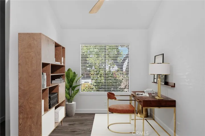 Breakfast nook, virtually staged as office