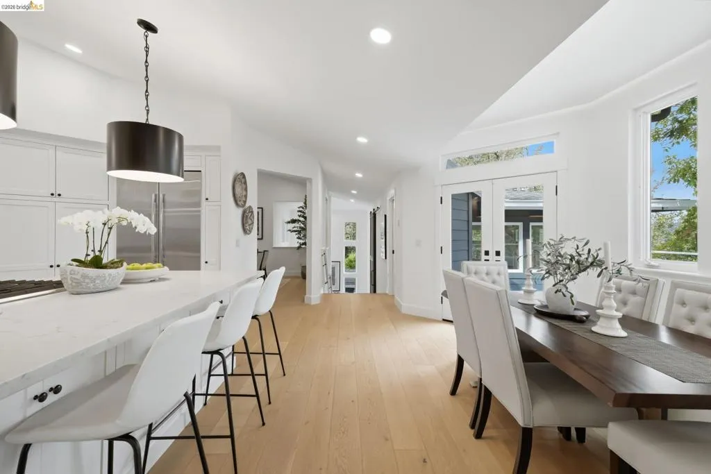 Gourmet kitchen with white cabinetry and stainless-steel appliances Gourmet kitchen with white cabinetry and stainless-steel appliances