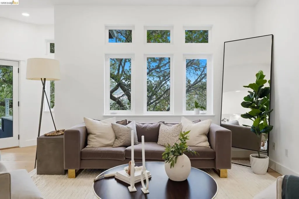 White walls complement wood-finish flooring throughout White walls complement wood-finish flooring throughout