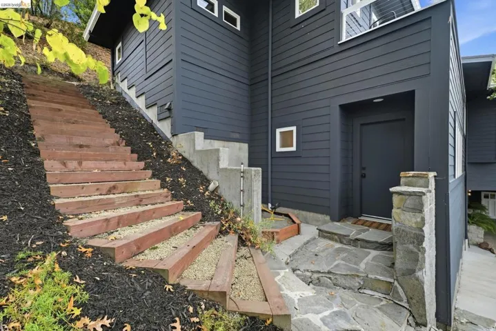 Modern exterior siding with a dark finish