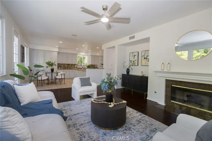 family room overlooking the kitchen