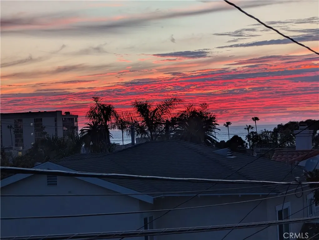 Colorful coastal sunset view.