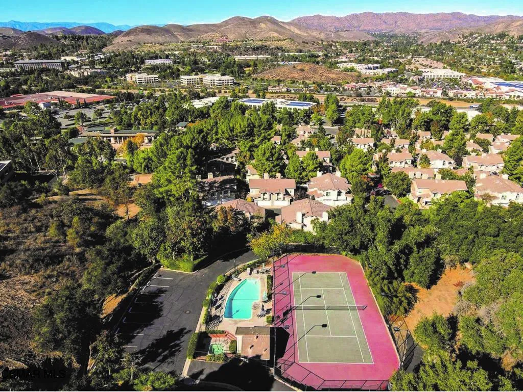 Aerial above tennis courts Aerial above tennis courts