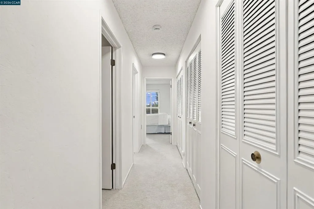 Hallway with THREE storage closets