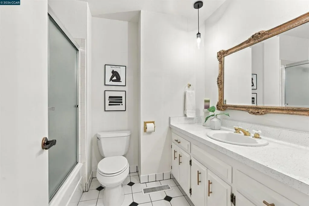 Hall bath with tub and shower