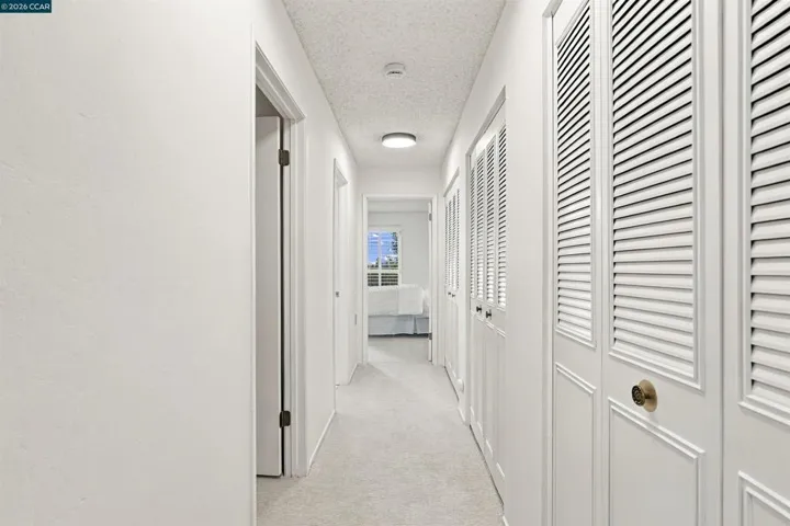 Hallway with THREE storage closets