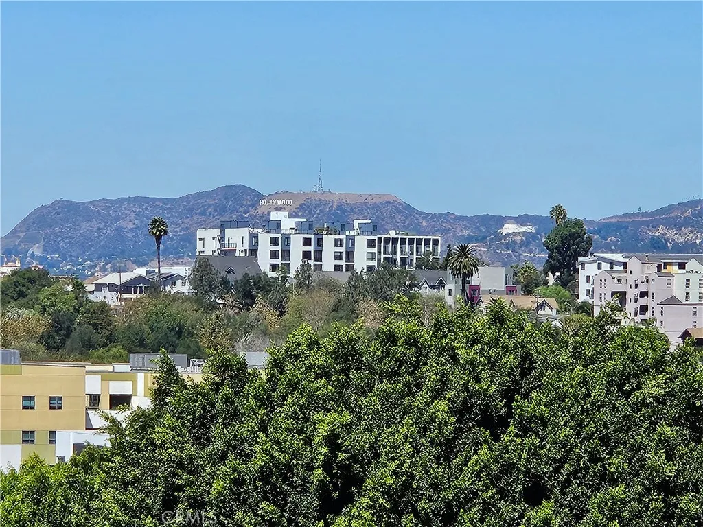 VIEW OF HOLLYWOOD SIGN AND OBSERVATORY FROM BALCONY (ZOOMED)