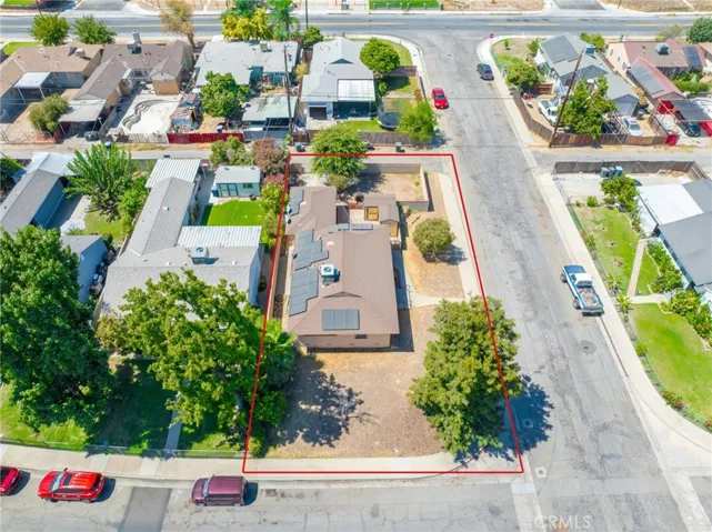 Aerial view of the lot and solar panels