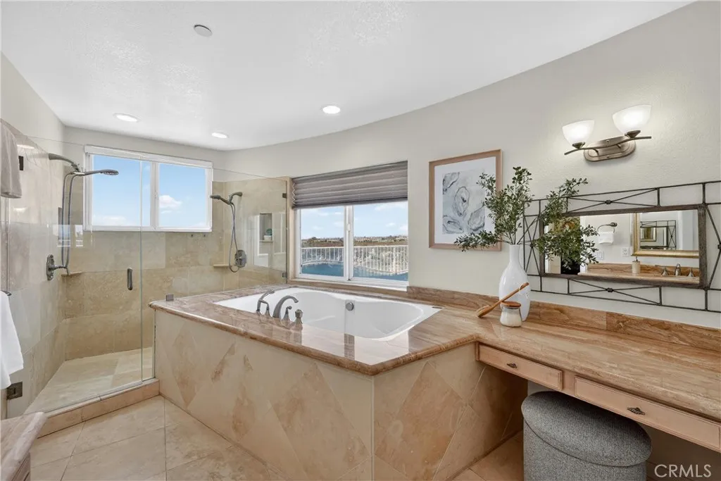 Primary bath soaking tub and shower
