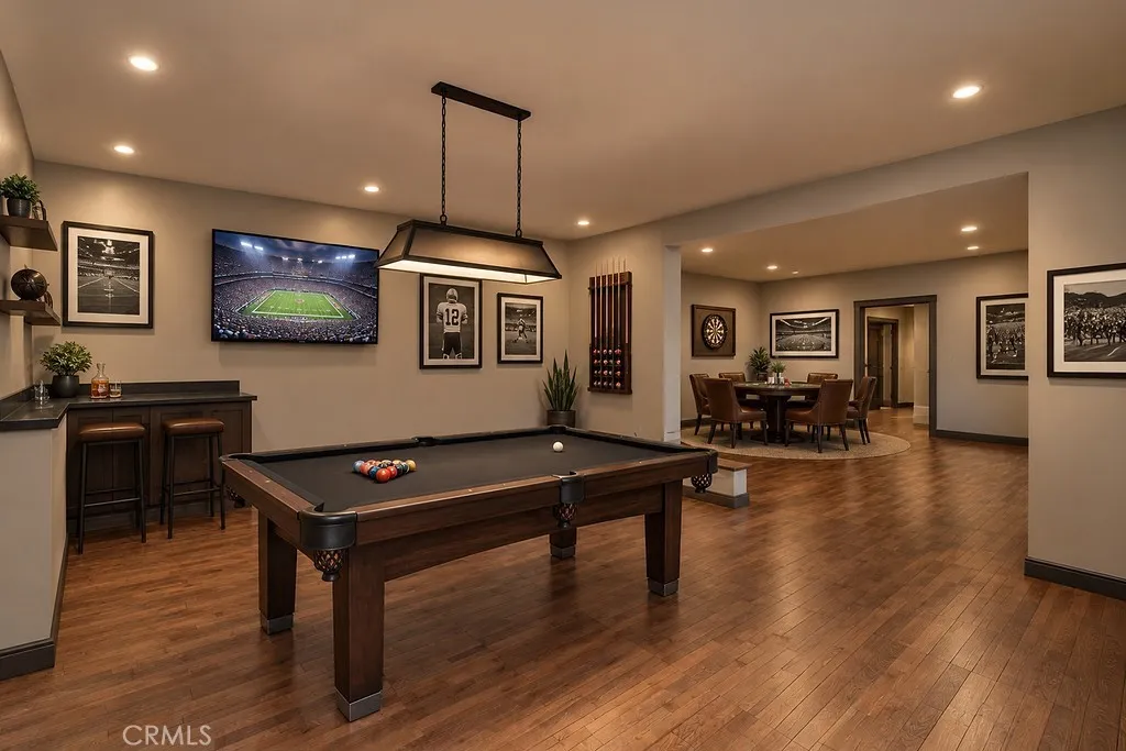 Basement conversion to Game Room rendering.