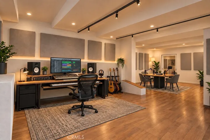 Basement conversion to recording studio rendering.