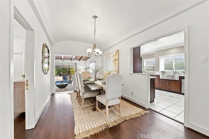 Dining room centrally located next to kitchen, living room and family room
