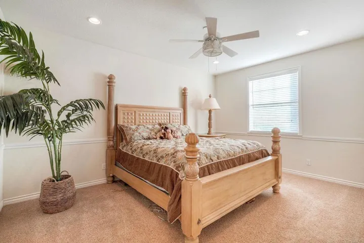 Spacious bedroom for king size bed with generous walk in closet