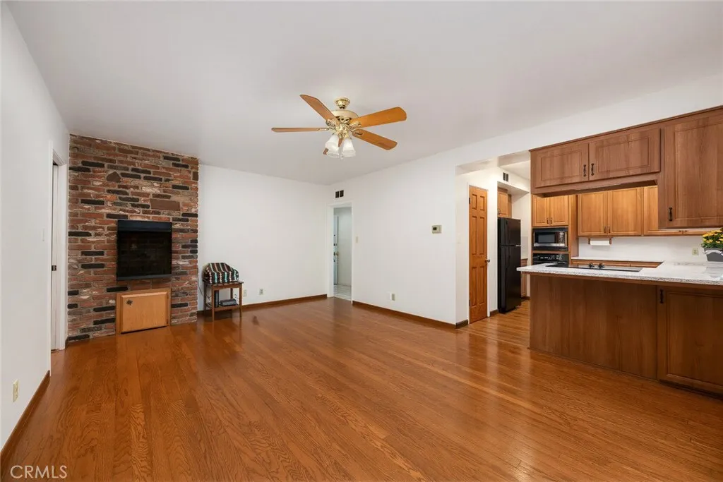 Dinning Room with wood burning fireplace