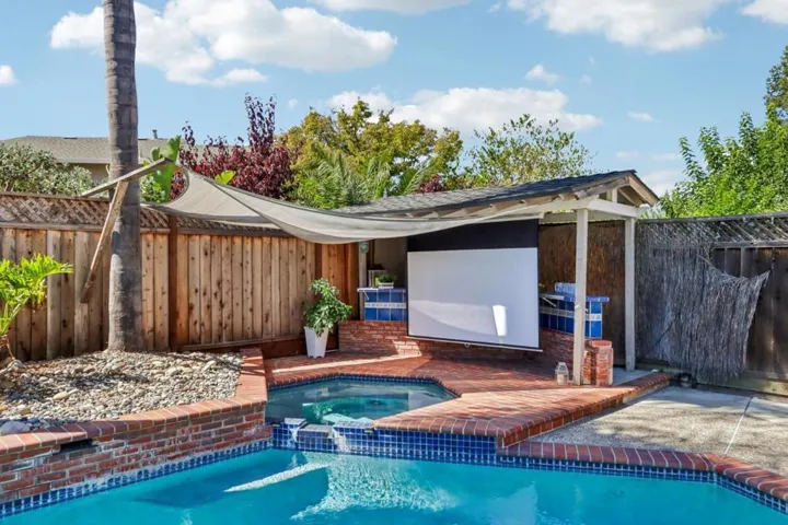 Outdoor screen for movies & spa