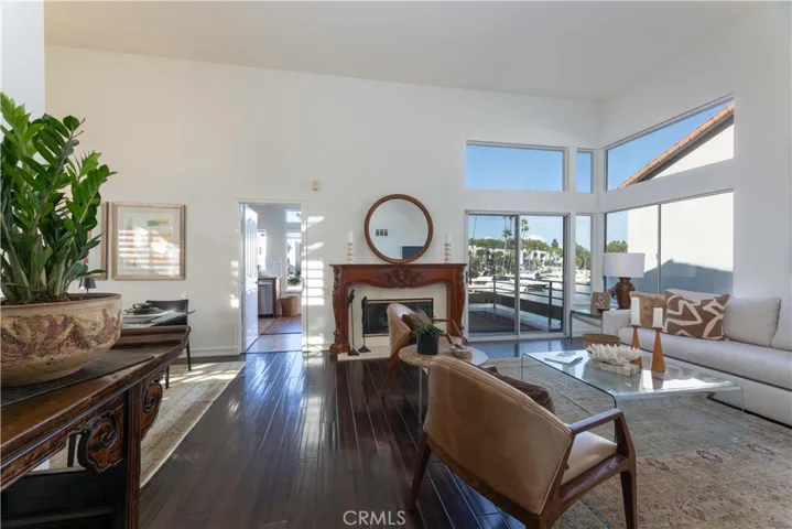 Main Living Room has High Ceilings and Water Views