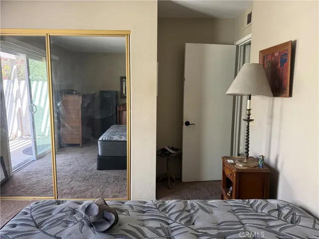 Mirrored closet doors.