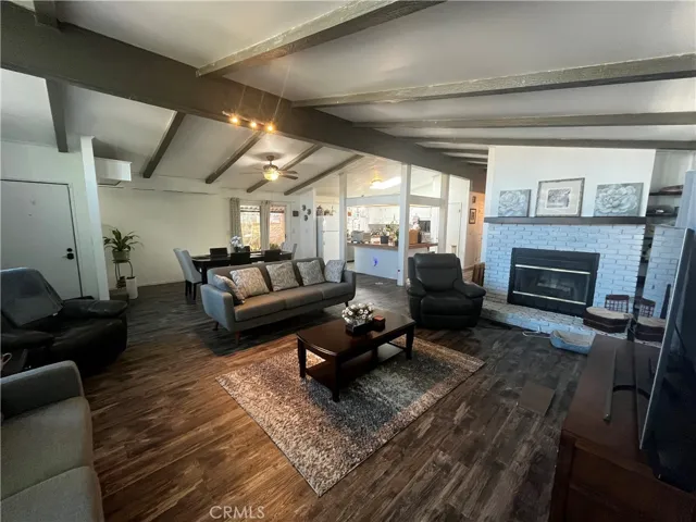 Living room with fireplace.