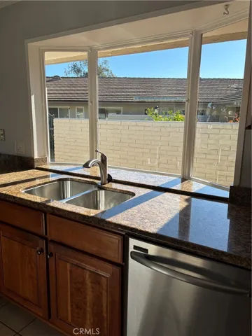 Kitchen overlooks the patio