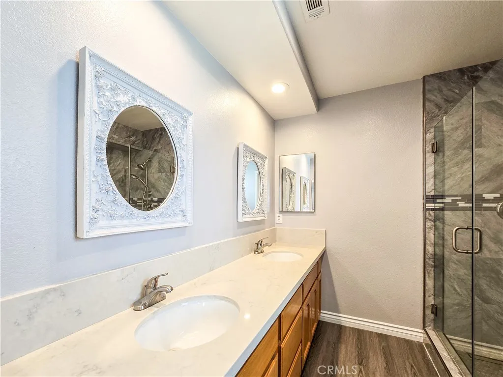 Primary bathroom with dual sinks