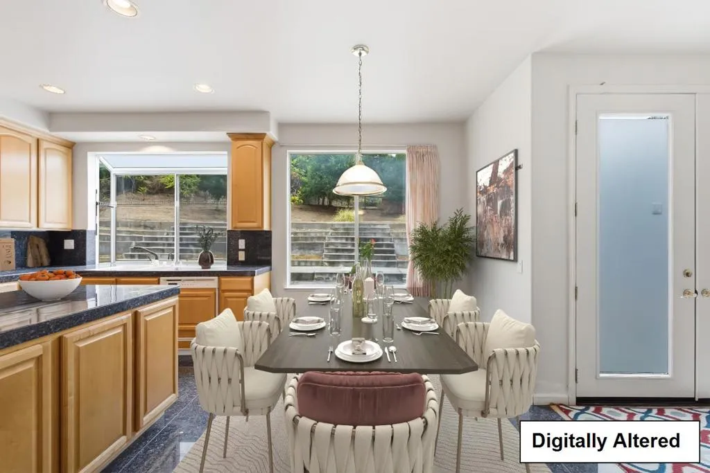 Virtually staged kitchen dinning area Virtually staged kitchen dinning area