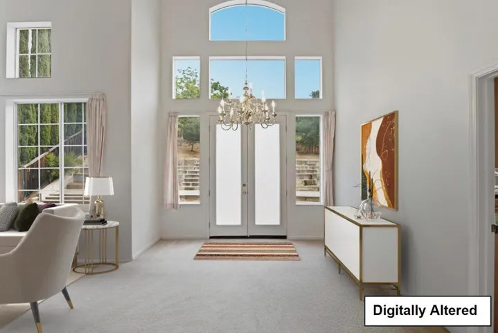 Virtually staged formal dinning area