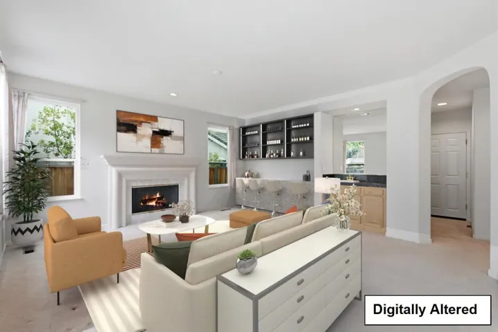 Virtually staged including the black wine cabinet ad black top cabinet