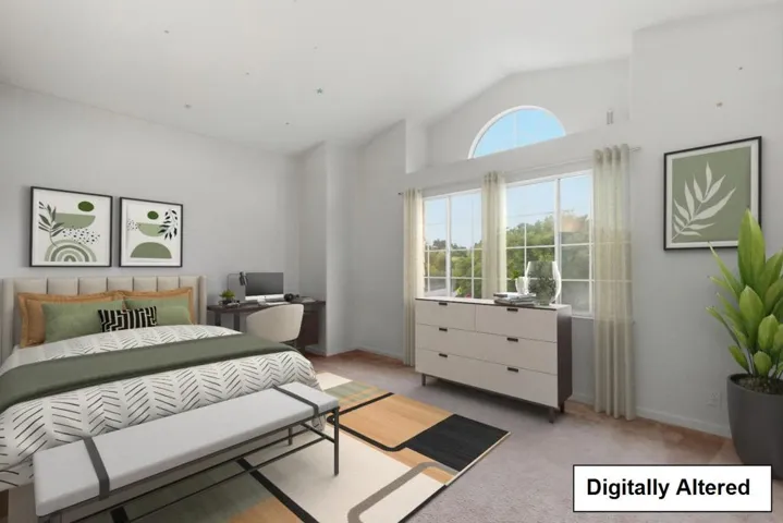 Virtually staged upstairs bedroom